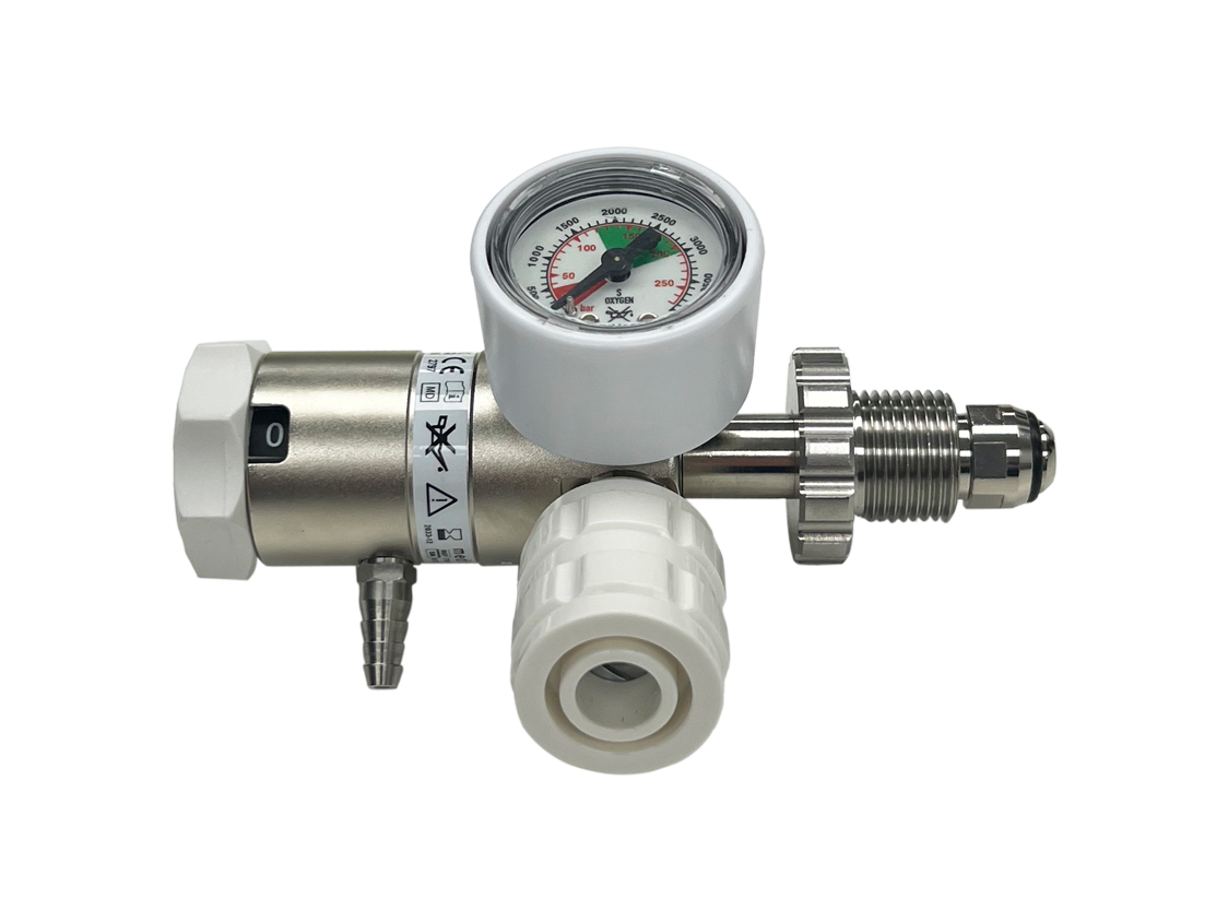 Oxygen Regulator, Pin Index, 1 x BS Schrader Therapy